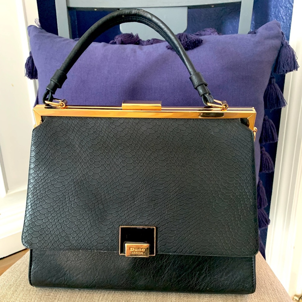 Dune London black satchel purse with gold hardware